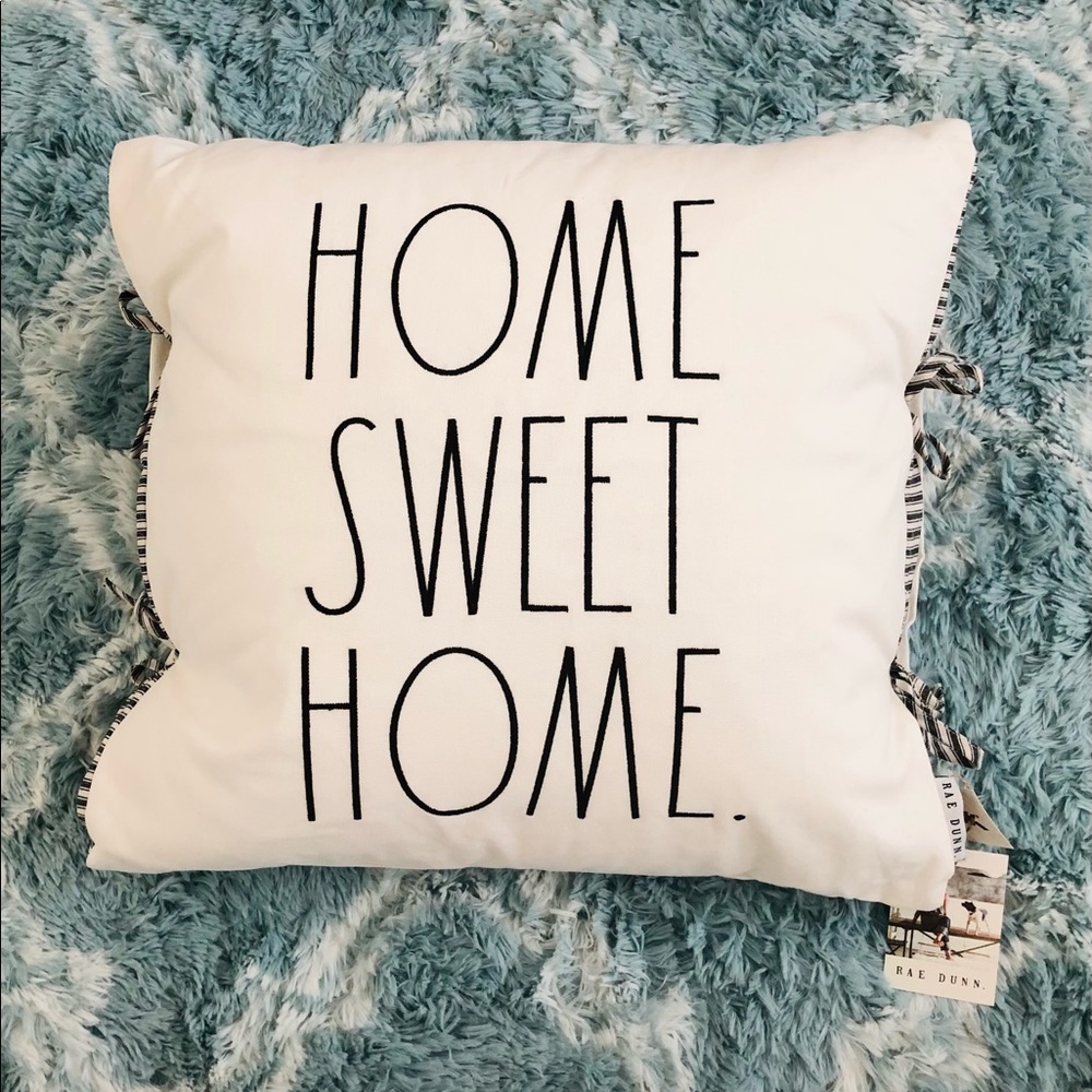 NWT Rae Dunn OverSized Feathered HOME SWEET HOME Decor Pillow - Picture 3 of 6